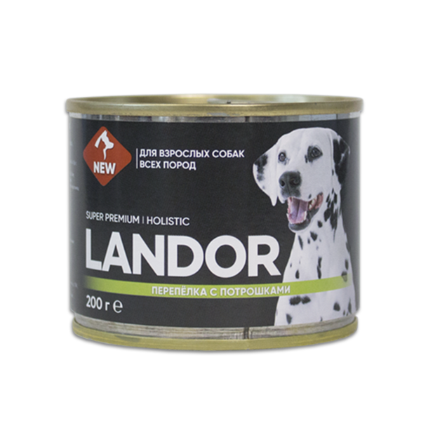 Консервы для собак Landor, перепелка с потрошками, 6шт по 200 г