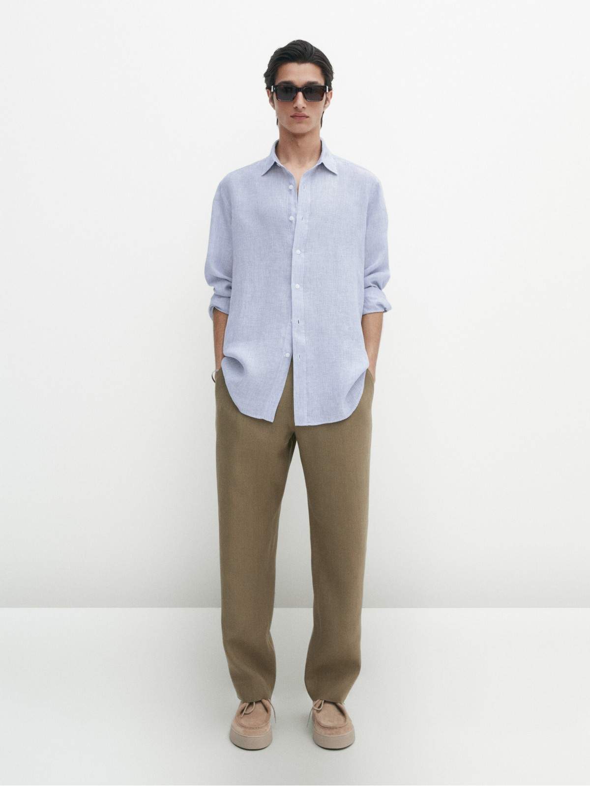 

Рубашка мужская Massimo Dutti 0182/365-I2024 синяя M, Синий, 0182/365-I2024