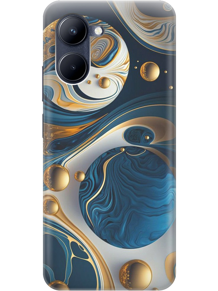 

Силиконовый чехол на realme C33 с рисунком "Сине-золотые фигуры" прозрачный, Желтый;синий, 20000858