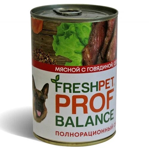 Консервы для собак Profbalance, с говядиной, сердцем и гречкой, 9 шт по 410 г