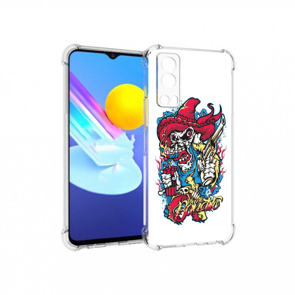 

Чехол MyPads Tocco для Vivo Z3 нарисованный скелет с писталетом (PT226973.411.513), Прозрачный, Tocco