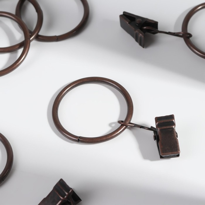 

Кольцо для карниза, с зажимом, d = 32/38 мм, 10 шт, цвет медный, Коричневый, ART UZOR Basic