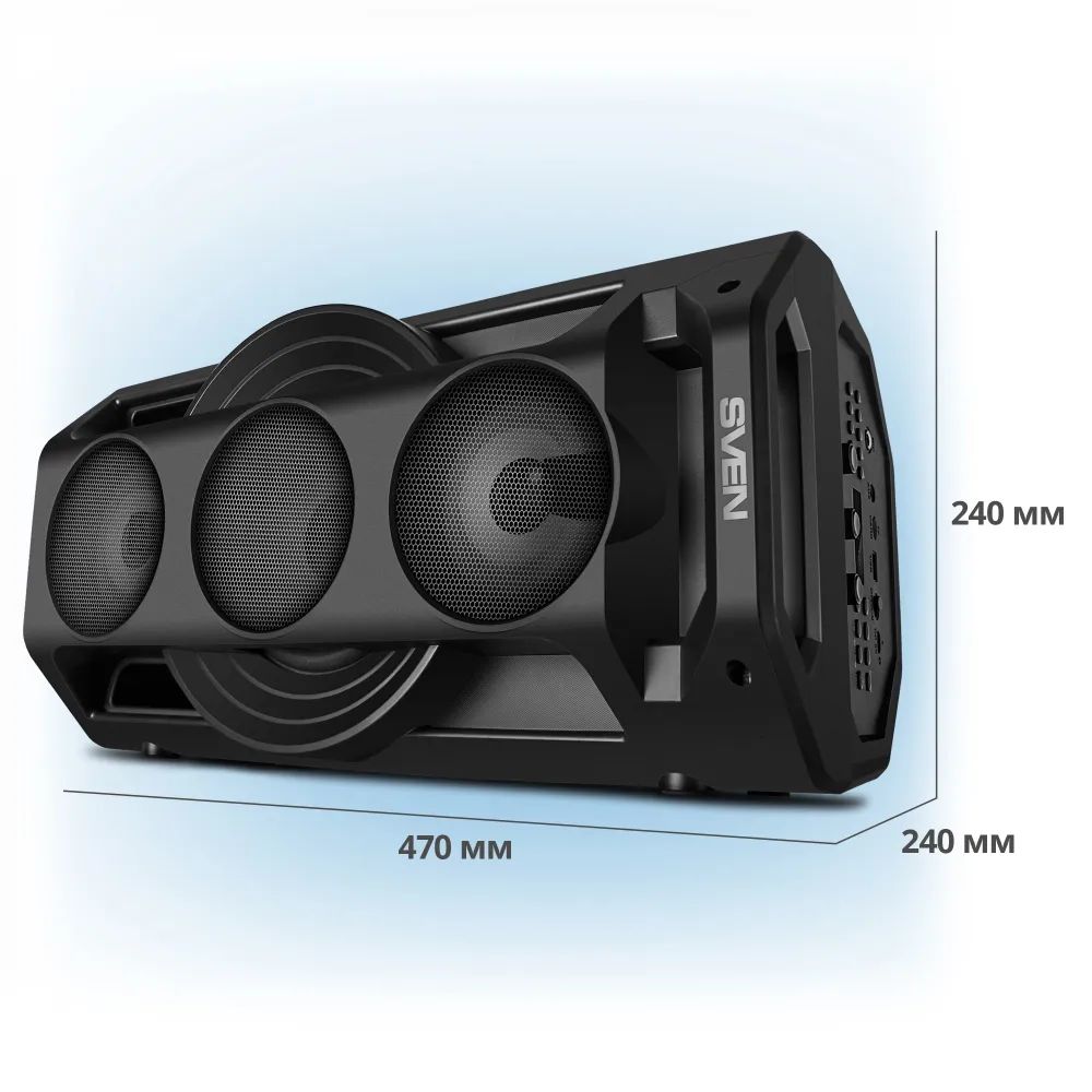 

Колонка портативная беспроводная bluetooth SVEN PS-680, переносная с радио и ручкой для пе, Черный