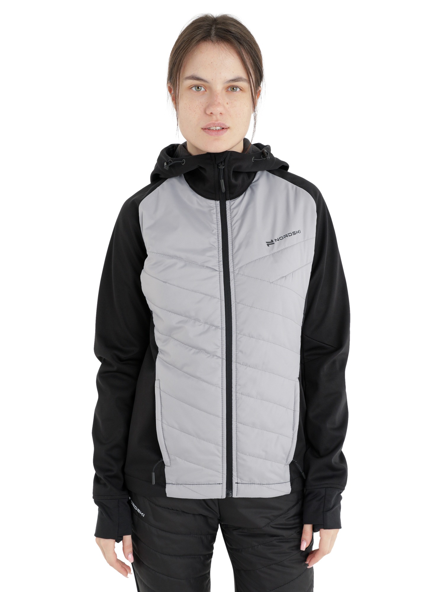 фото Спортивная куртка женская nordski hybrid hood w серая xl