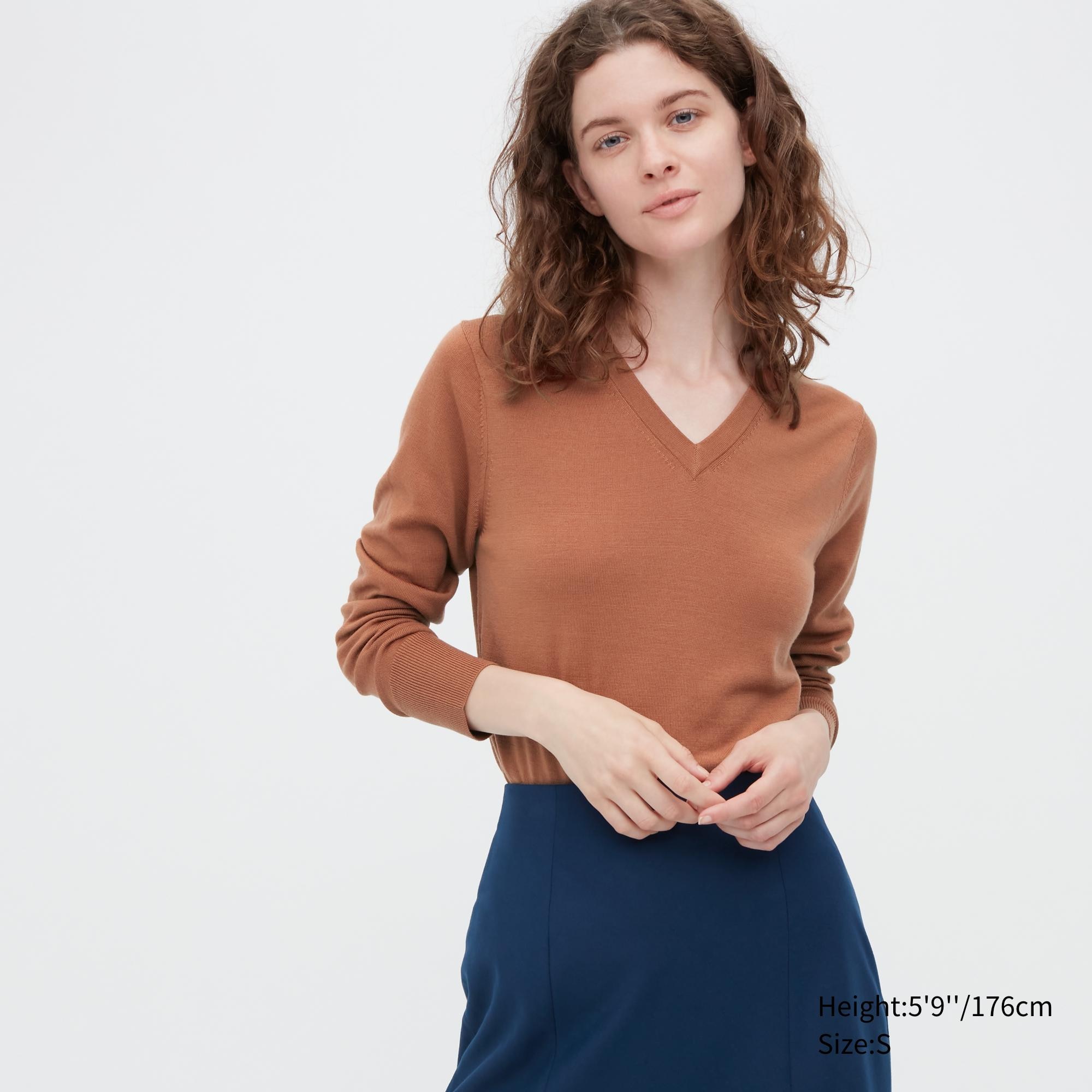 фото Пуловер женский uniqlo 450511col25 оранжевый m (доставка из-за рубежа)