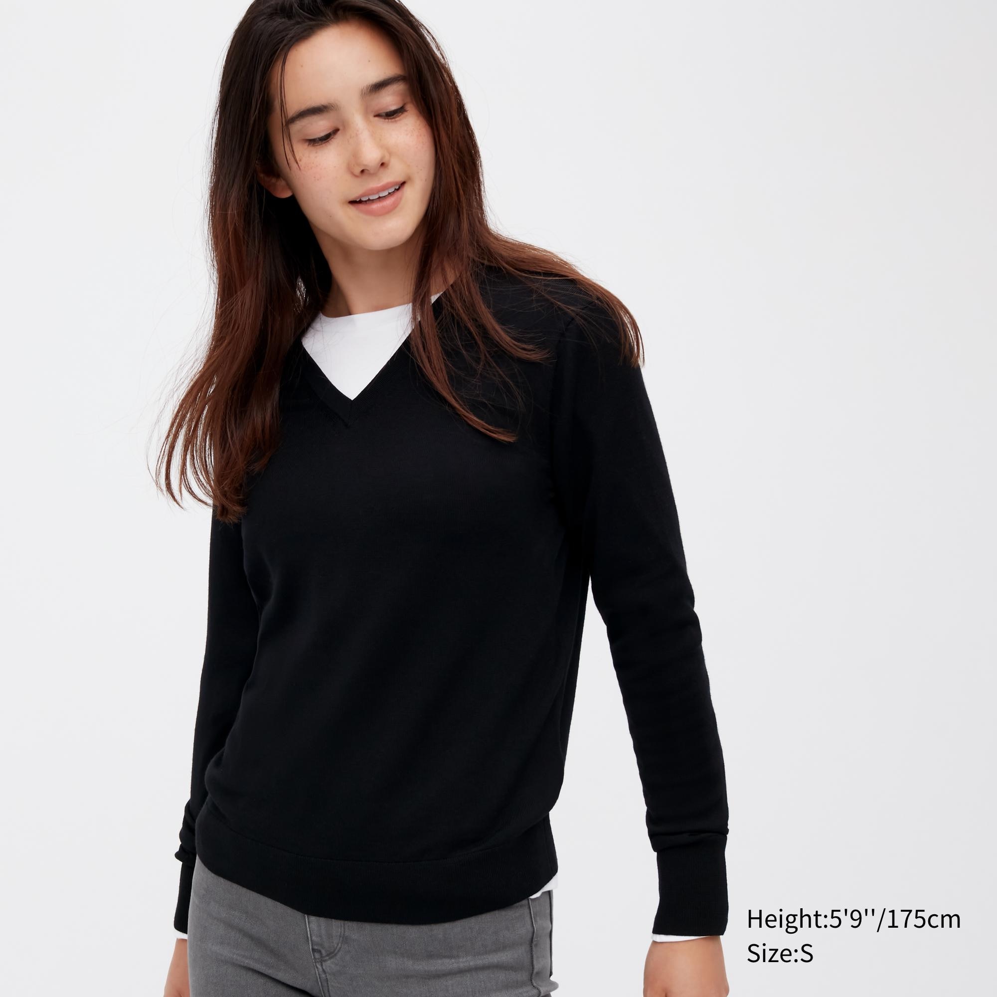 фото Пуловер женский uniqlo 450511col09 черный xl (доставка из-за рубежа)