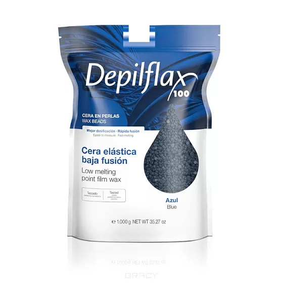 Синий воск Depilflax пленочный в гранулах 1 кг воск для депиляции в гранулах nobrandpro пленочный воск натуральный изумрудный 500 г