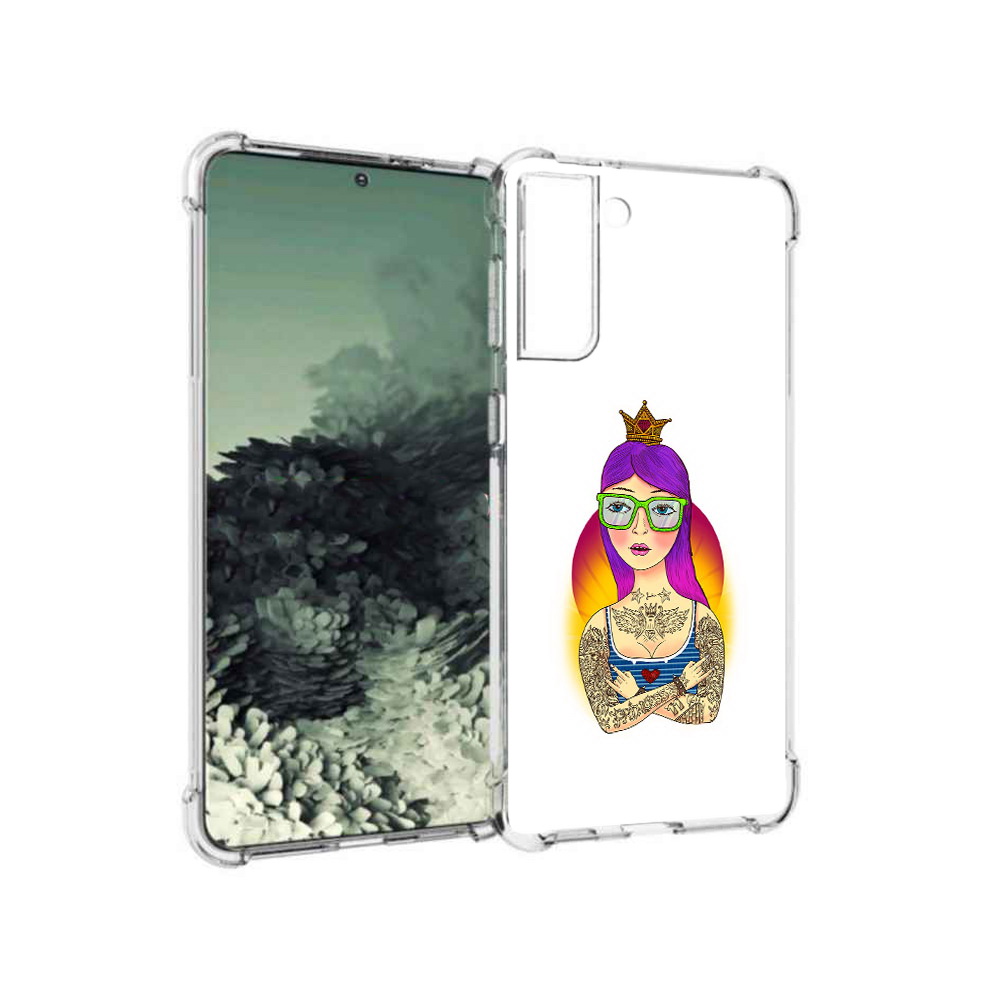 

Чехол MyPads Tocco для Samsung Galaxy S21+ девушка в татуировках с короной, Прозрачный, Tocco