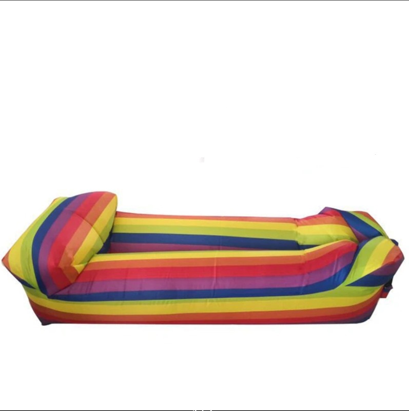 фото Надувной диван с подушкой и сумкой для отдыха на природе baziator lg0022 радужный 200х70см