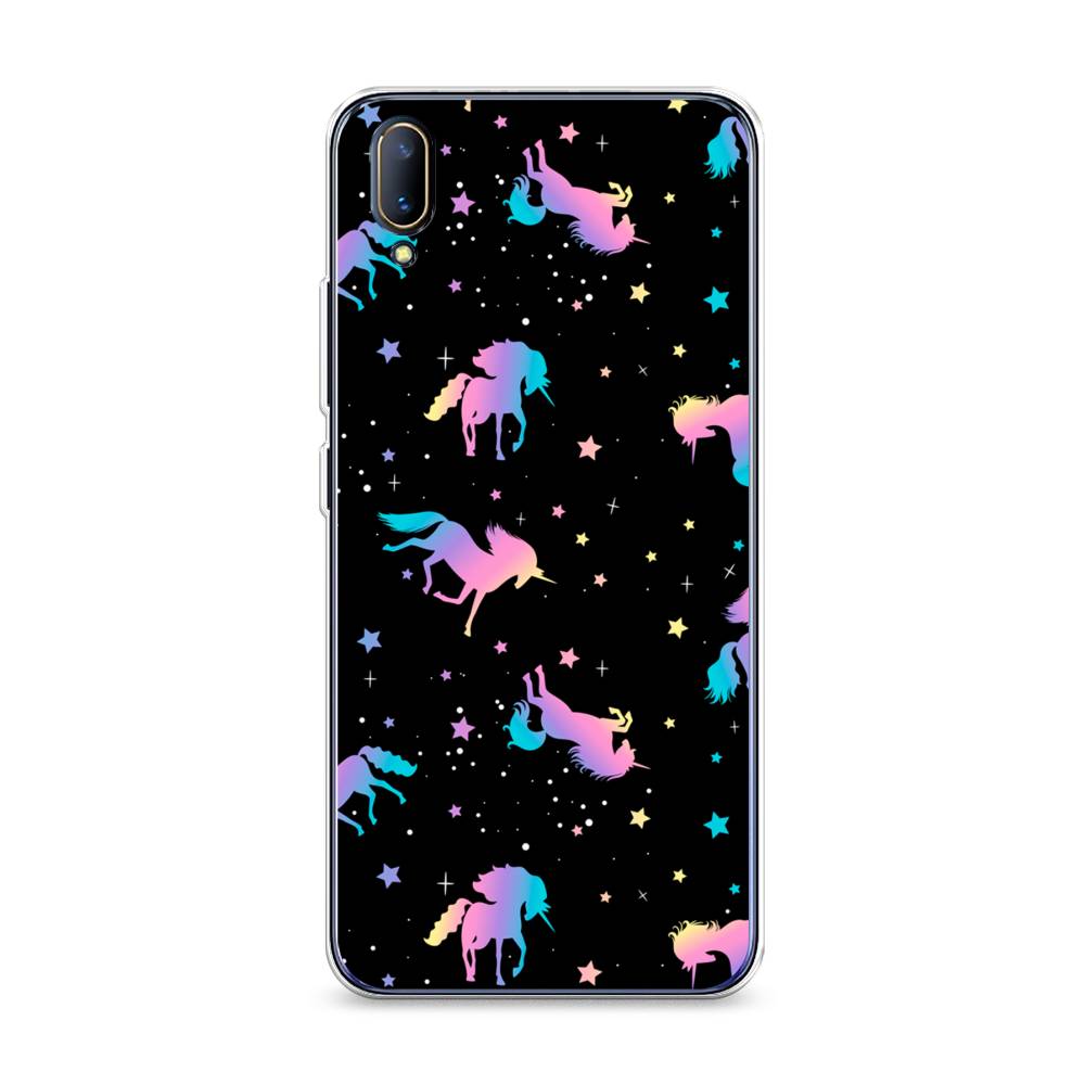 

Чехол на Vivo V11 "Единороги градиент", Черный;розовый;голубой, 260850-1