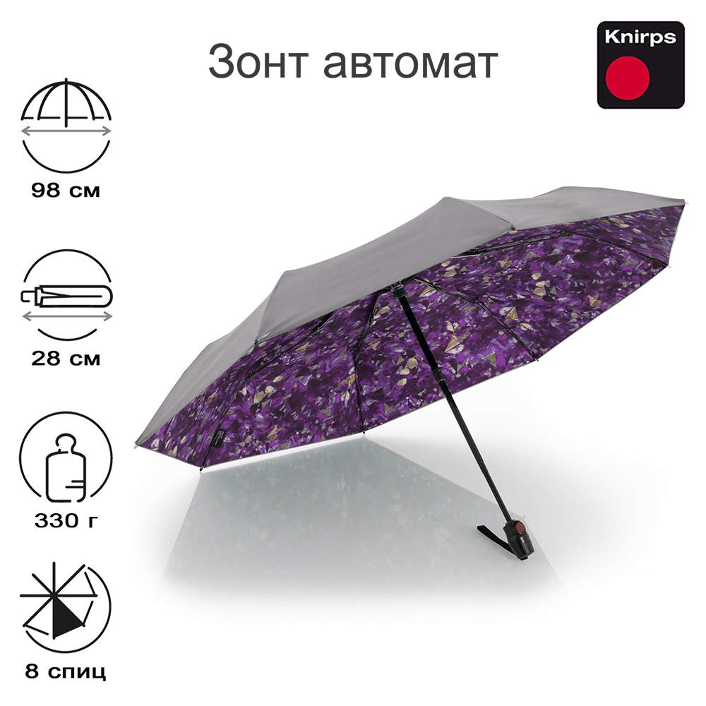 

Зонт женский Knirps T.200 Medium Duomatic NEW feel purple, T.200 Medium Duomatic NEW