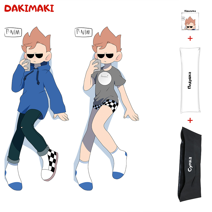 

Наволочка + подушка + сумка Дакимакура Том Eddsworld 0554 180x60, Разноцветный, B0554