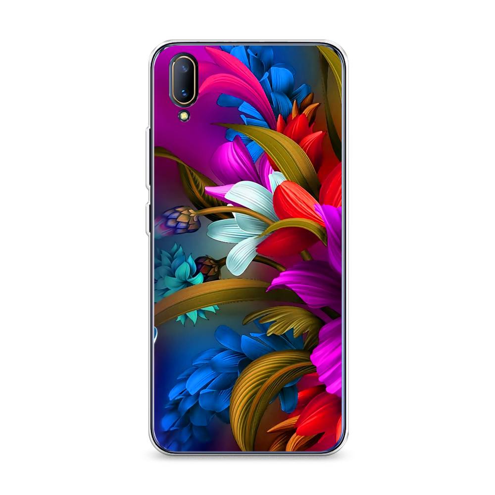 

Чехол на Vivo V11 "Фантастические цветы", Фиолетовый;красный;синий, 260850-2