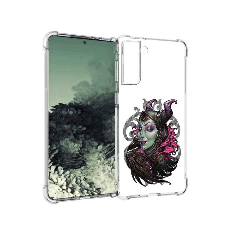 

Чехол MyPads Tocco для Samsung Galaxy S21+ зеленая девушка с вороном (PT157355.533.357), Прозрачный, Tocco
