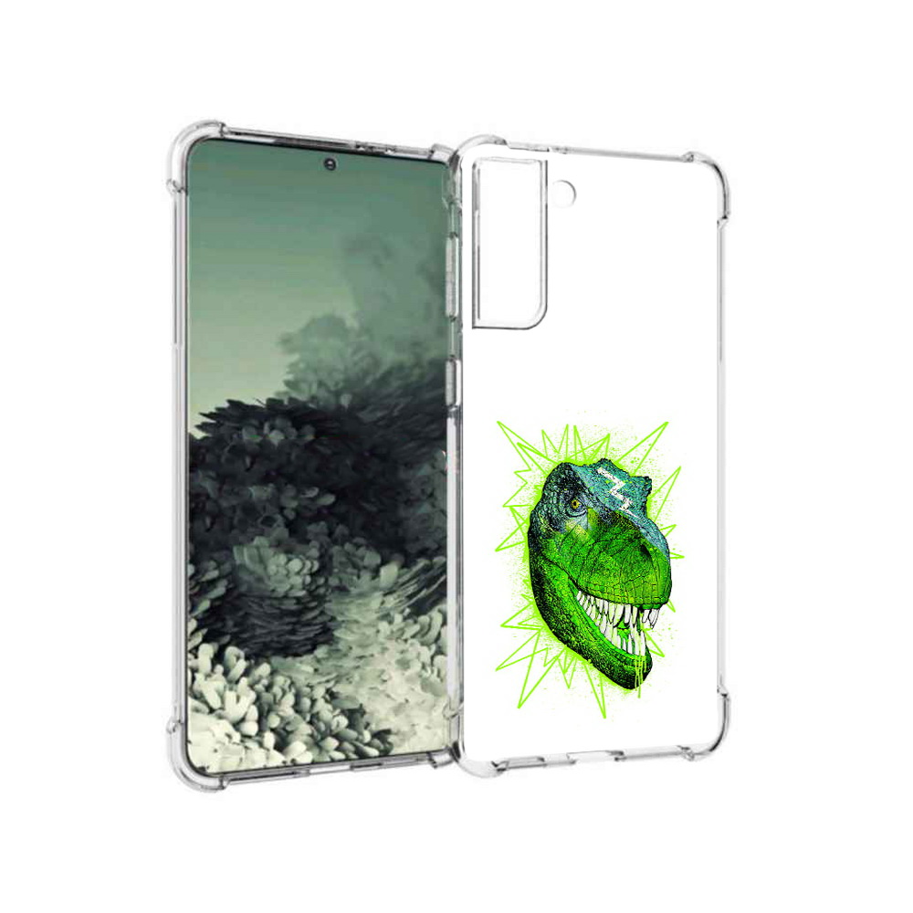 

Чехол MyPads Tocco для Samsung Galaxy S21+ зеленый динозавр (PT157355.533.358), Прозрачный, Tocco