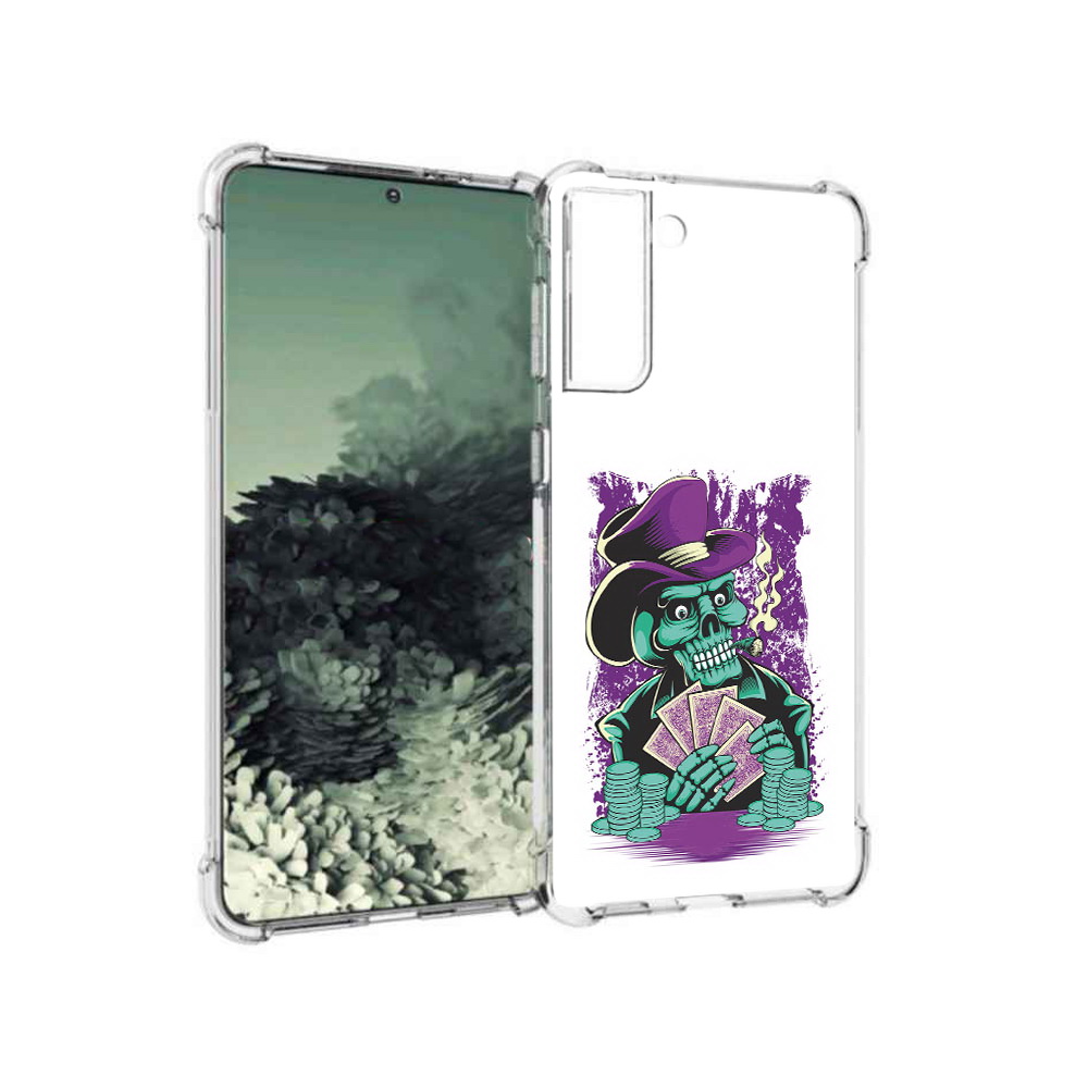Чехол MyPads Tocco для Samsung Galaxy S21+ зеленый череп с картами (PT157355.533.361)
