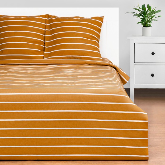 

Постельное бельё Этель 1.5сп Mustard stripes 143х215см, 150х214см, 70х70см-2 шт, 100% хлоп, Этель: Stripes