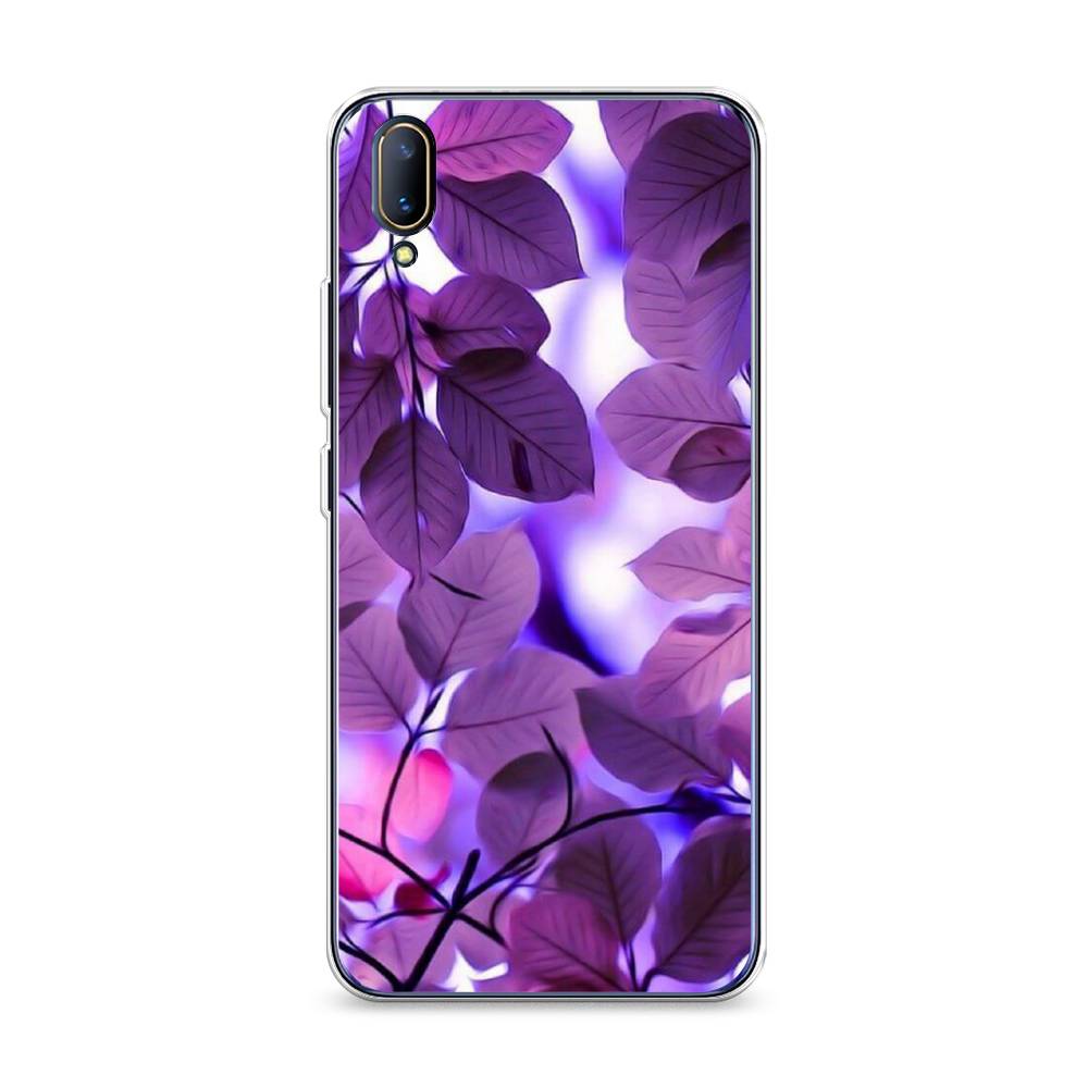 

Чехол на Vivo V11 "Сиреневые листики", Фиолетовый;голубой, 260850-2