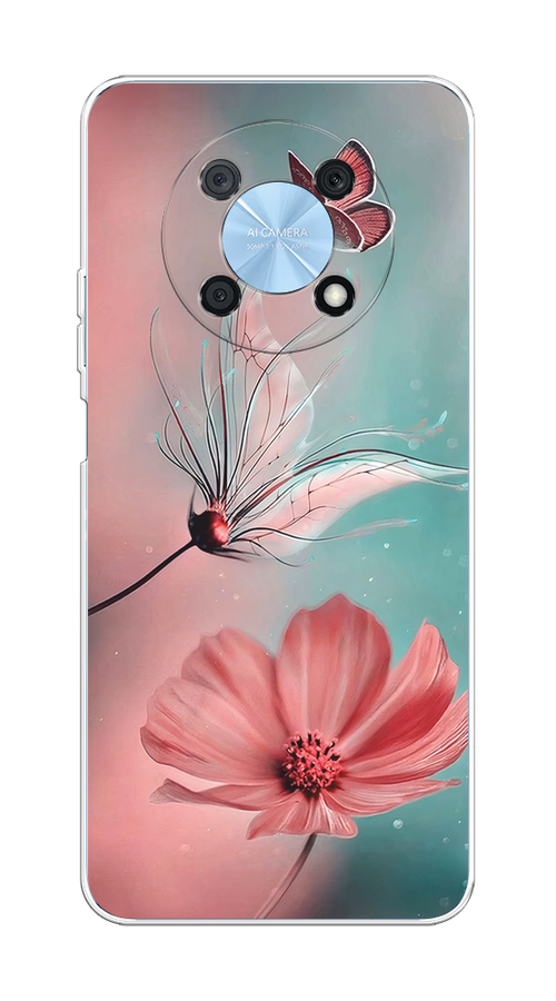

Чехол на Huawei Nova Y90 "Бабочка и цветок", Голубой;розовый, 6109350-1