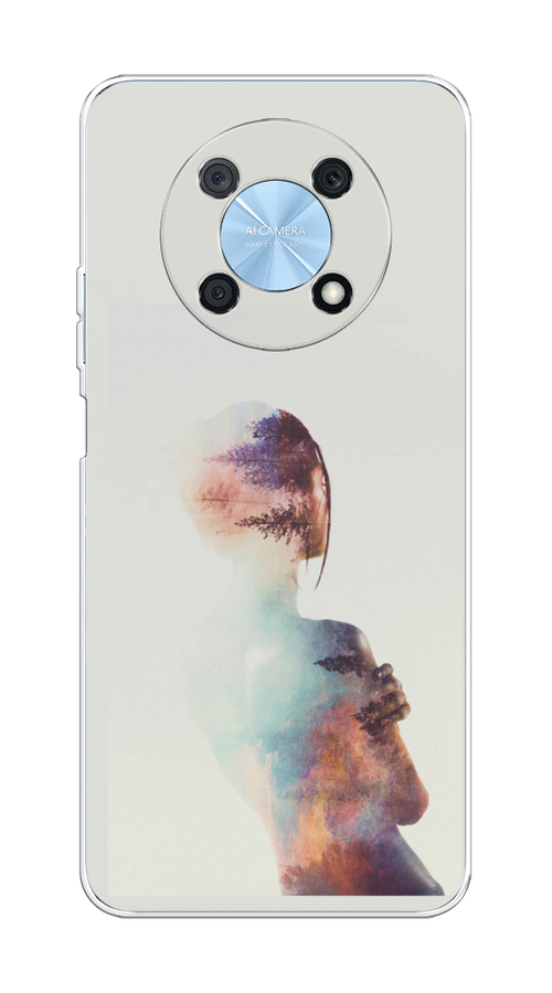 

Чехол на Huawei Nova Y90 "Девушка-лес", Розовый;голубой;серый, 6109350-1