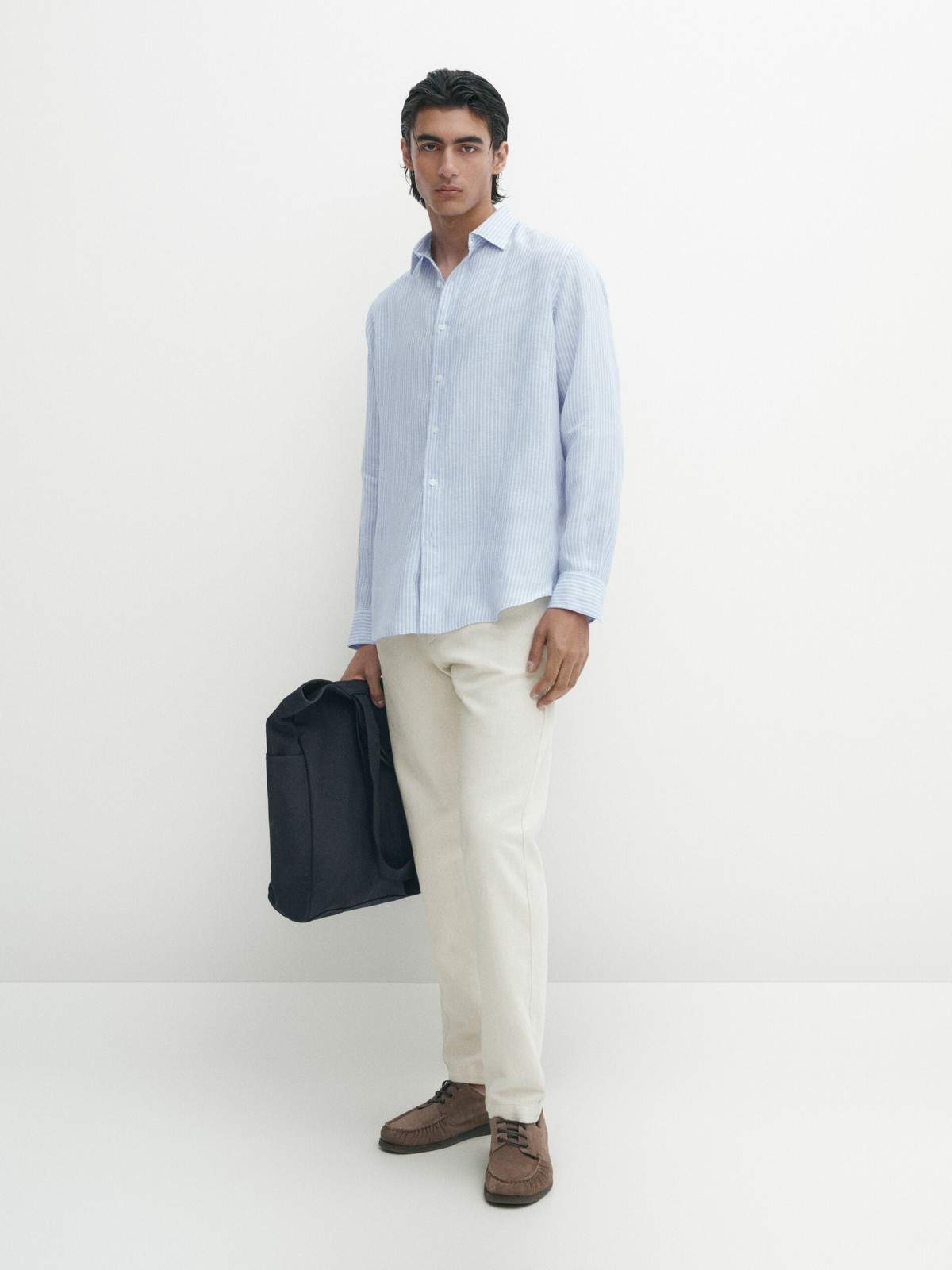 

Рубашка мужская Massimo Dutti 0183/366-I2024 голубая L, Голубой, 0183/366-I2024