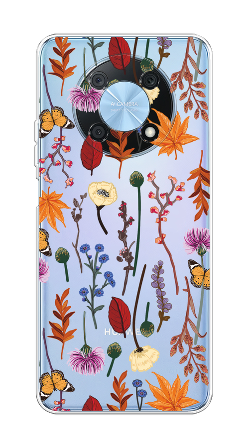 

Чехол на Huawei Nova Y90 "Orange Purple flowers", Оранжевый;красный;розовый;желтый;прозрачный, 6109350-1