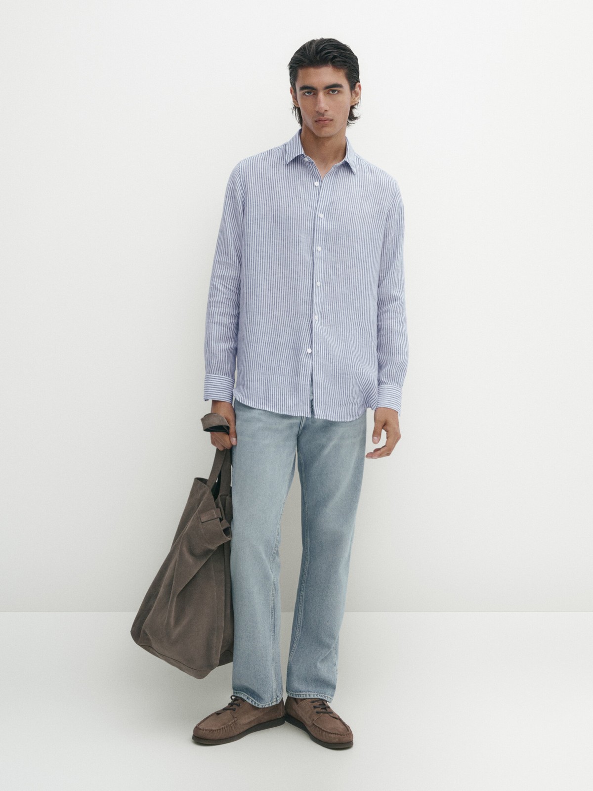 

Рубашка мужская Massimo Dutti 0184/367-I2024 синяя S, Синий, 0184/367-I2024