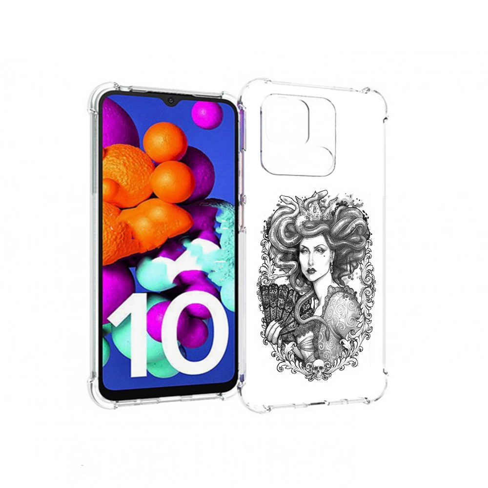 

Чехол MyPads Tocco для Xiaomi Redmi 10C медуза черно белый, Прозрачный, Tocco