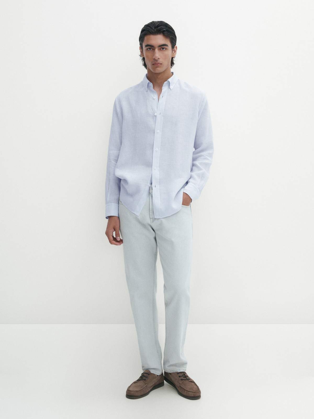 

Рубашка мужская Massimo Dutti 0185/368-I2024 голубая L, Голубой, 0185/368-I2024