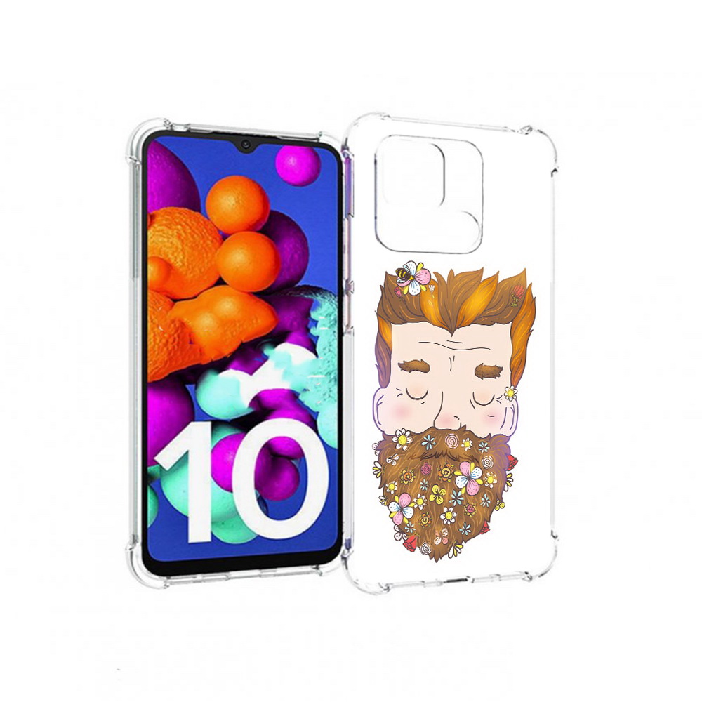 

Чехол MyPads Tocco для Xiaomi Redmi 10C мужчина с цветами в бороде, Прозрачный, Tocco