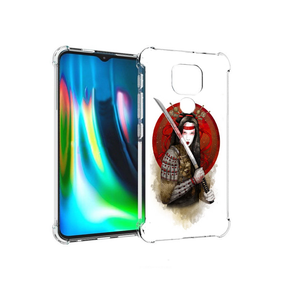 

Чехол MyPads Tocco для Motorola Moto E7 Plus рисованная девушка с катаной, Прозрачный, Tocco