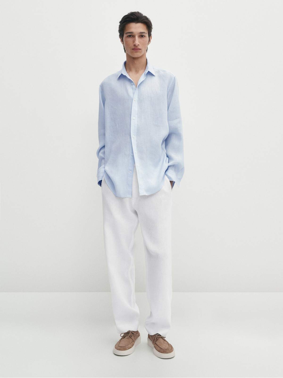 

Рубашка мужская Massimo Dutti 0186/446-I2024 синяя L, Синий, 0186/446-I2024