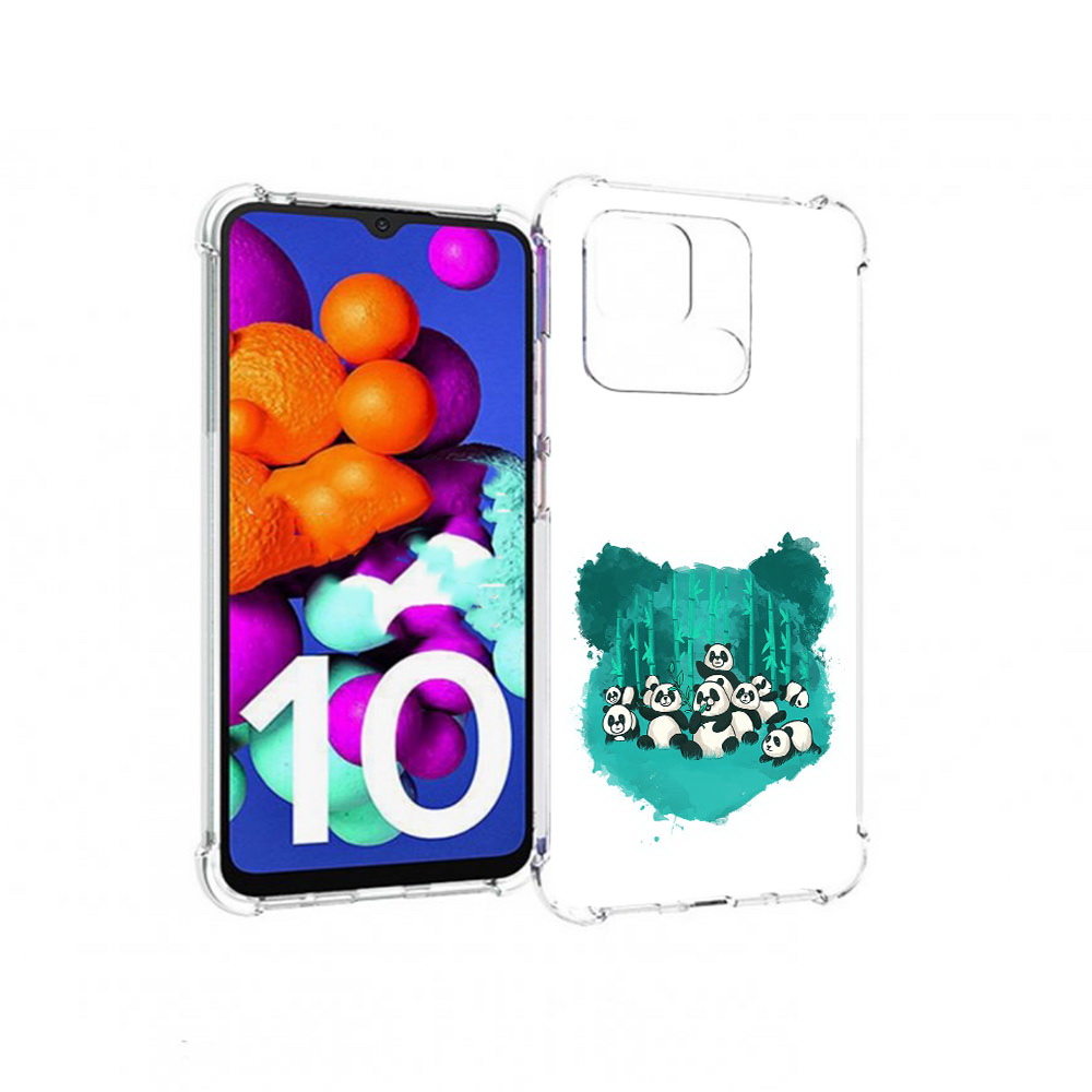 

Чехол MyPads Tocco для Xiaomi Redmi 10C нарисованные панды, Прозрачный, Tocco