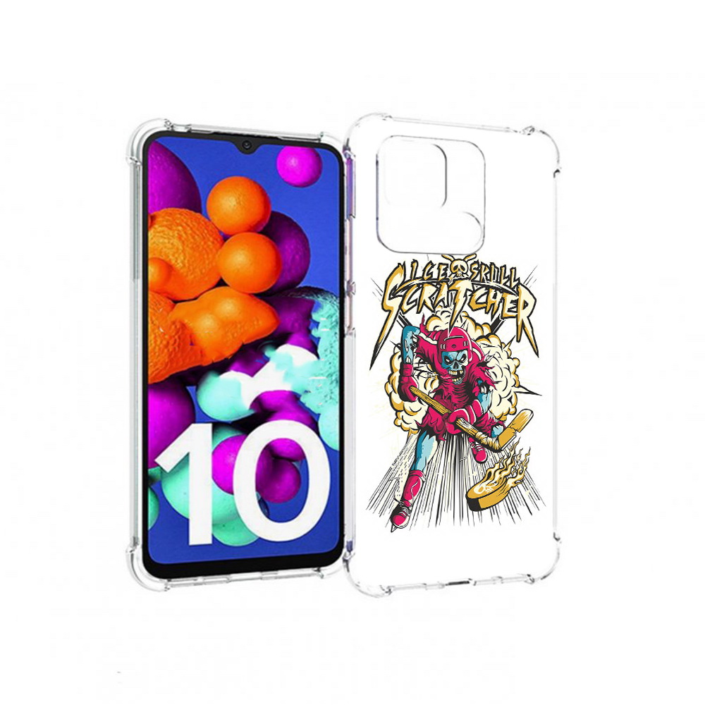 Чехол MyPads Tocco для Xiaomi Redmi 10C нарисованный скелет хоккеист