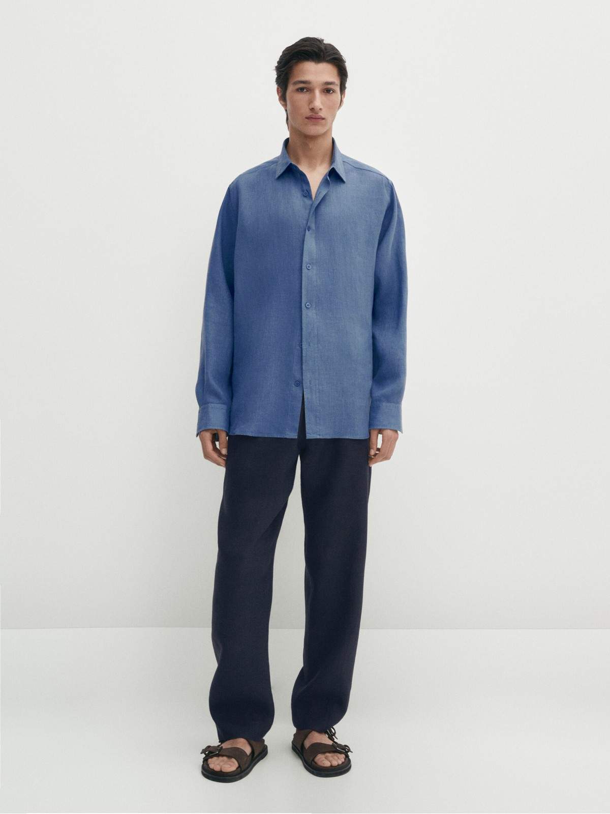 

Рубашка мужская Massimo Dutti 0186/446-I2024 синяя L, Синий, 0186/446-I2024