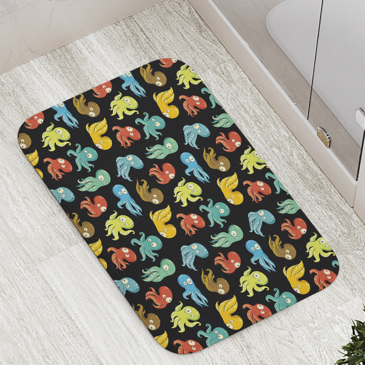 

Коврик противоскользящий JoyArty "Цветные осьминоги" для ванной, сауны, бассейна, 77х52 см, Цветные осьминоги