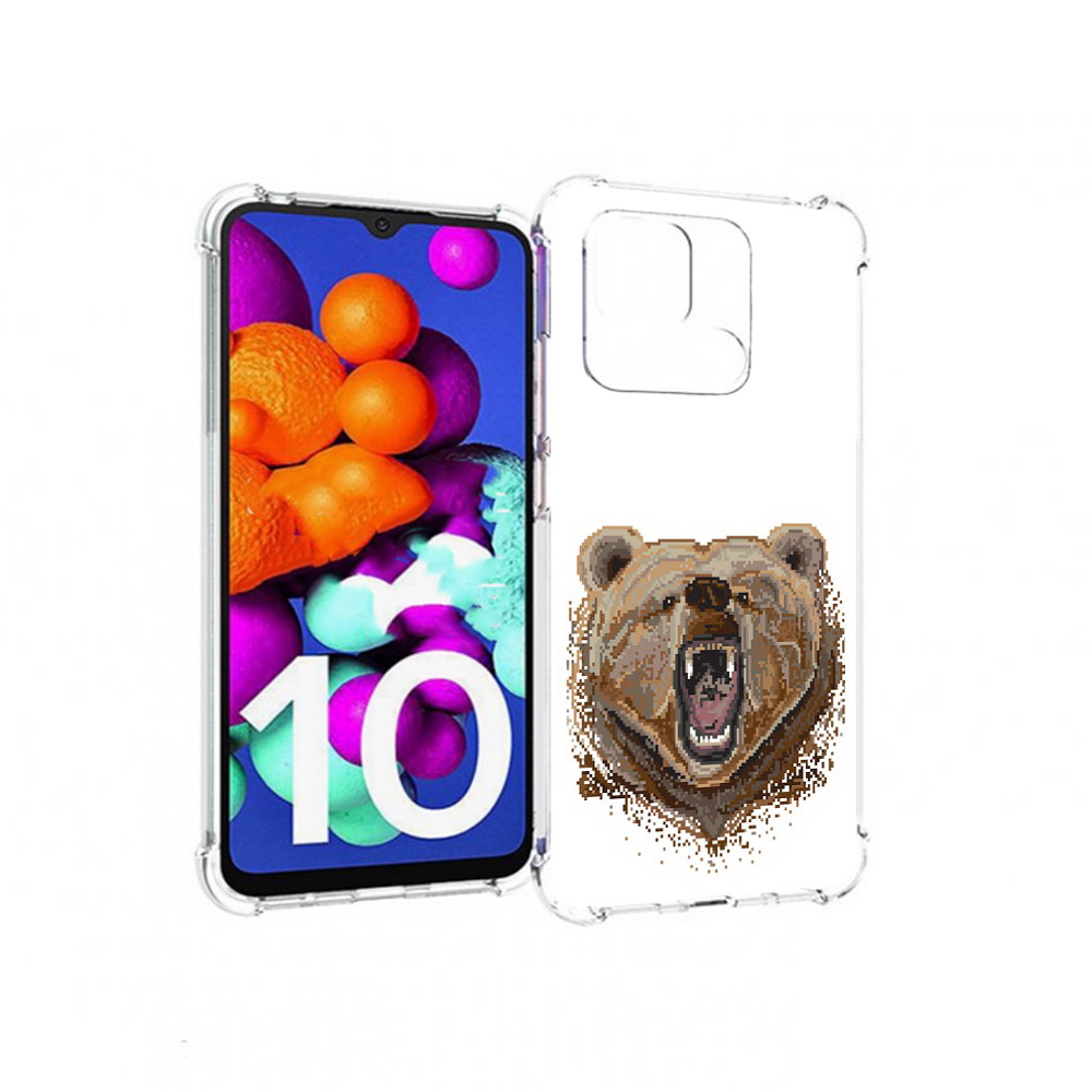 

Чехол MyPads Tocco для Xiaomi Redmi 10C пиксельный медведь, Прозрачный, Tocco