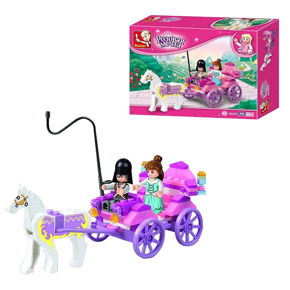 фото Конструктор sluban розовая мечта принцесса в карете 99 деталей junfa toys