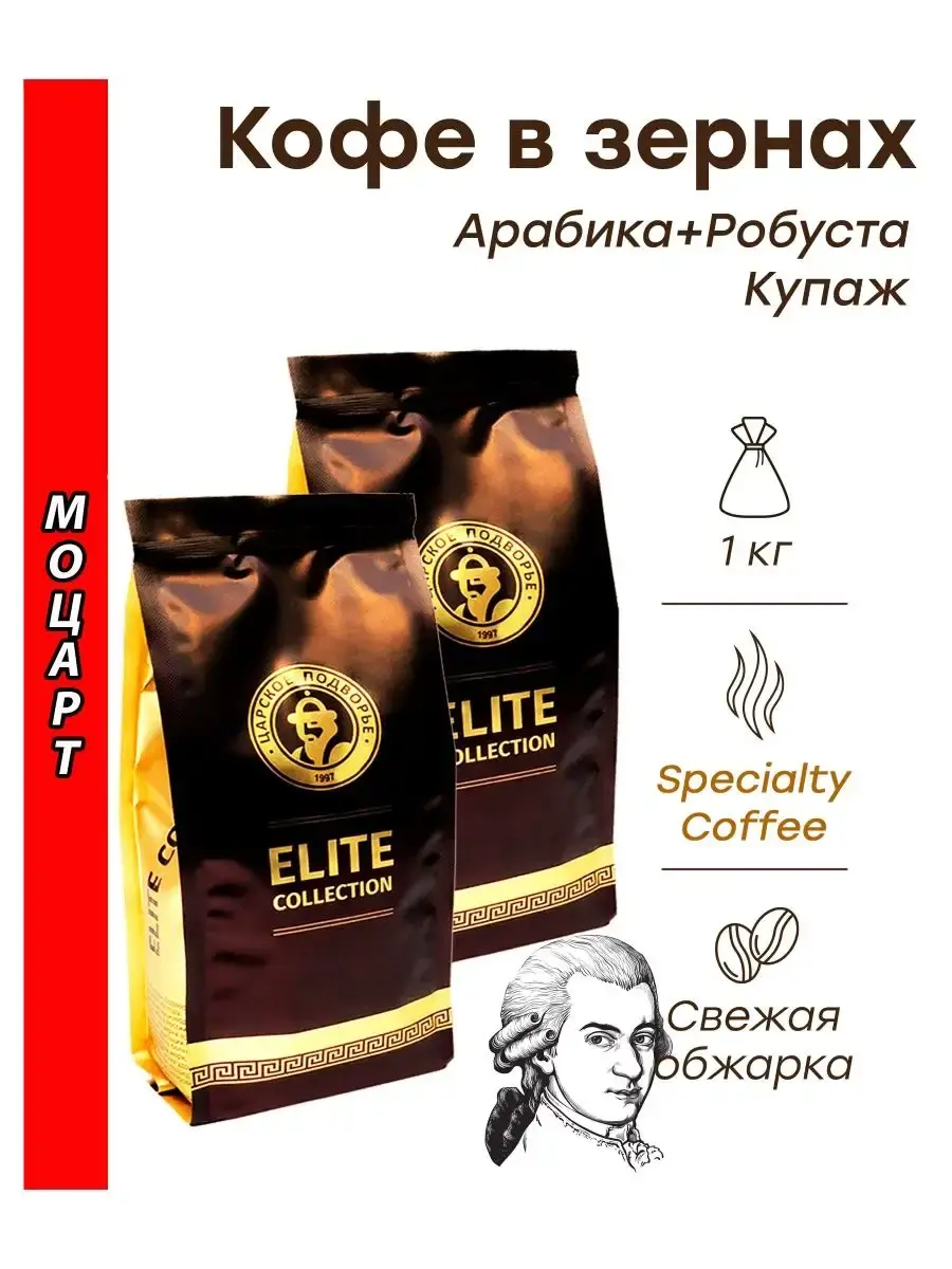 

Кофе зерновой Царское Подворье Моцарт, купаж, 500 г х 2 шт
