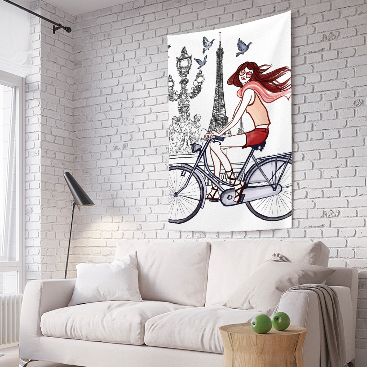 фото Вертикальное фотопанно на стену joyarty "по парижу на велосипеде", 150x200 см