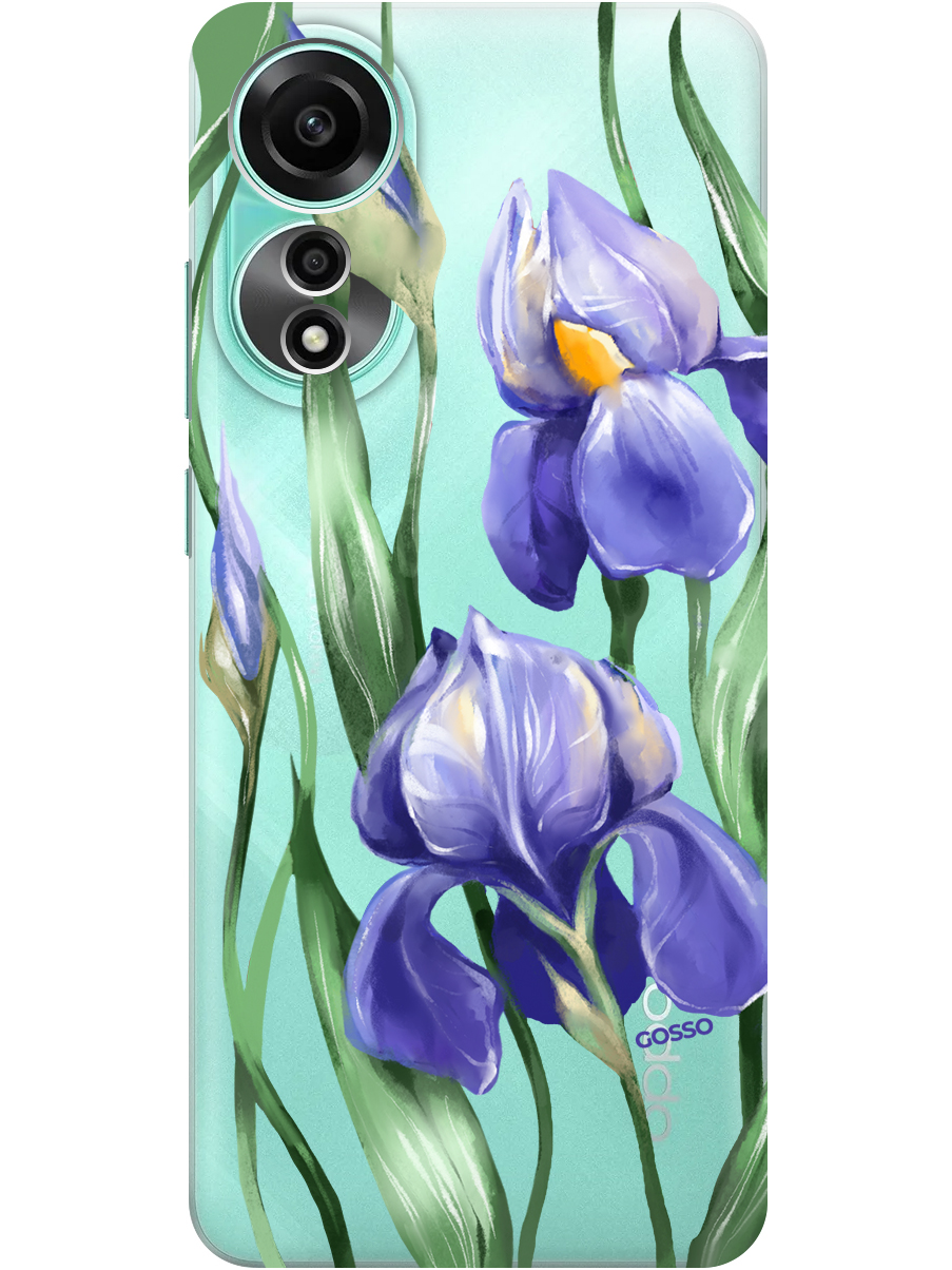 

Силиконовый чехол на Oppo A78 4G с принтом "Удивительные ирисы" прозрачный, Прозрачный;белый;синий, 782629421