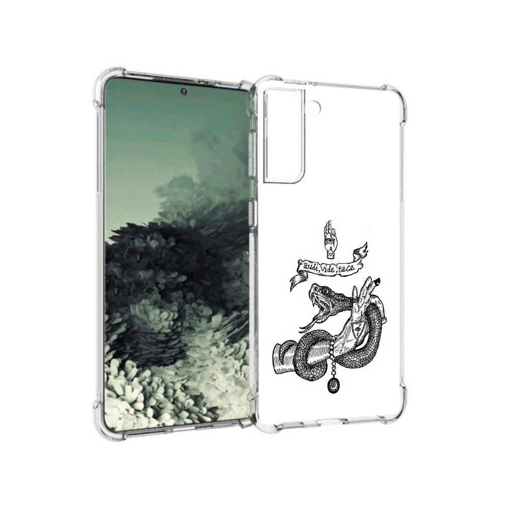 

Чехол MyPads Tocco для Samsung Galaxy S21+ змея на руке рисунок (PT157355.533.366), Прозрачный, Tocco