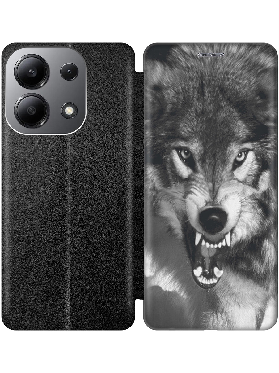 

Чехол-книжка на Xiaomi Redmi Note 13 4G с принтом "Волчий оскал" черный, Черный;серый, 782622813