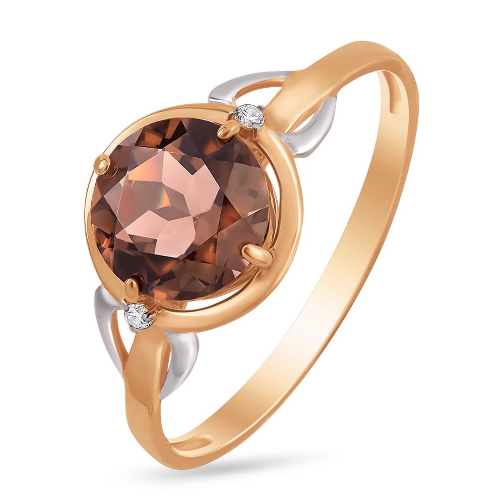 

Кольцо из золота р. , 585Gold 201008018, раухтопаз\фианит, 201008018