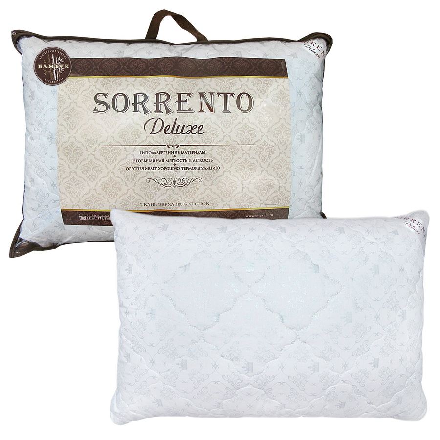 Подушка для сна SORRENTO DELUXE стеганая Бамбук 50x70 см на диван, кровать сатин