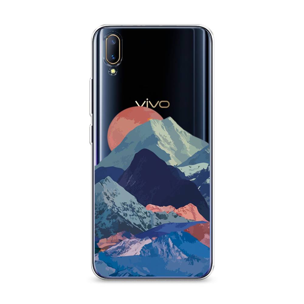 

Чехол на Vivo V11 "Закат в снежных горах", Красный;серый;голубой, 260850-2