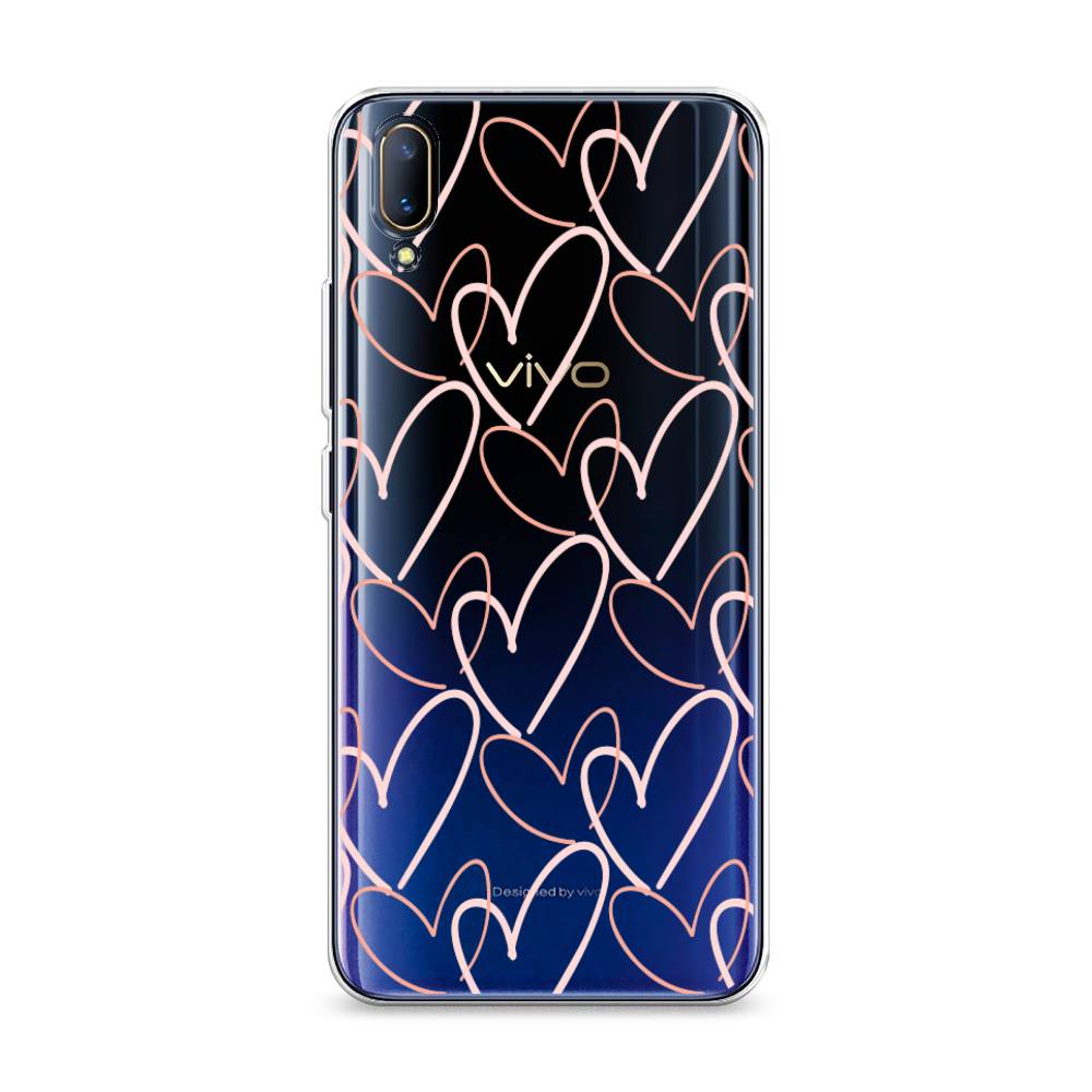 

Чехол на Vivo V11"Узор из сердечек", Розовый;бежевый, 260850-6