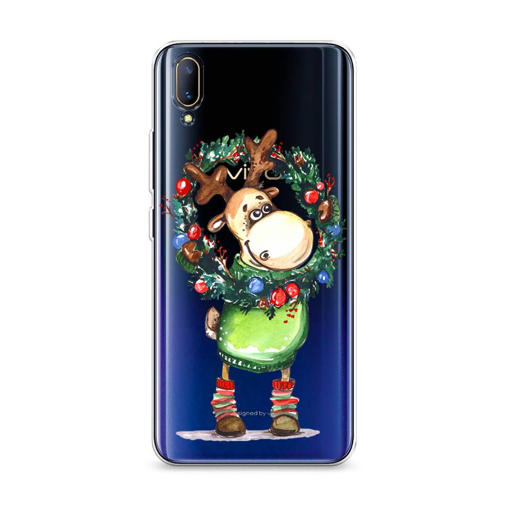 

Чехол на Vivo V11 "Олень с новогодним венком", 260850-4