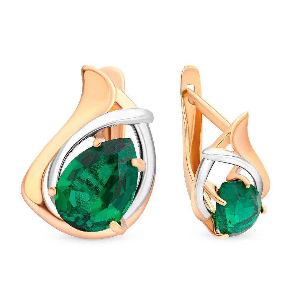 

Серьги из красного золота 585Gold 102004861, изумруд искусственный, 102004861