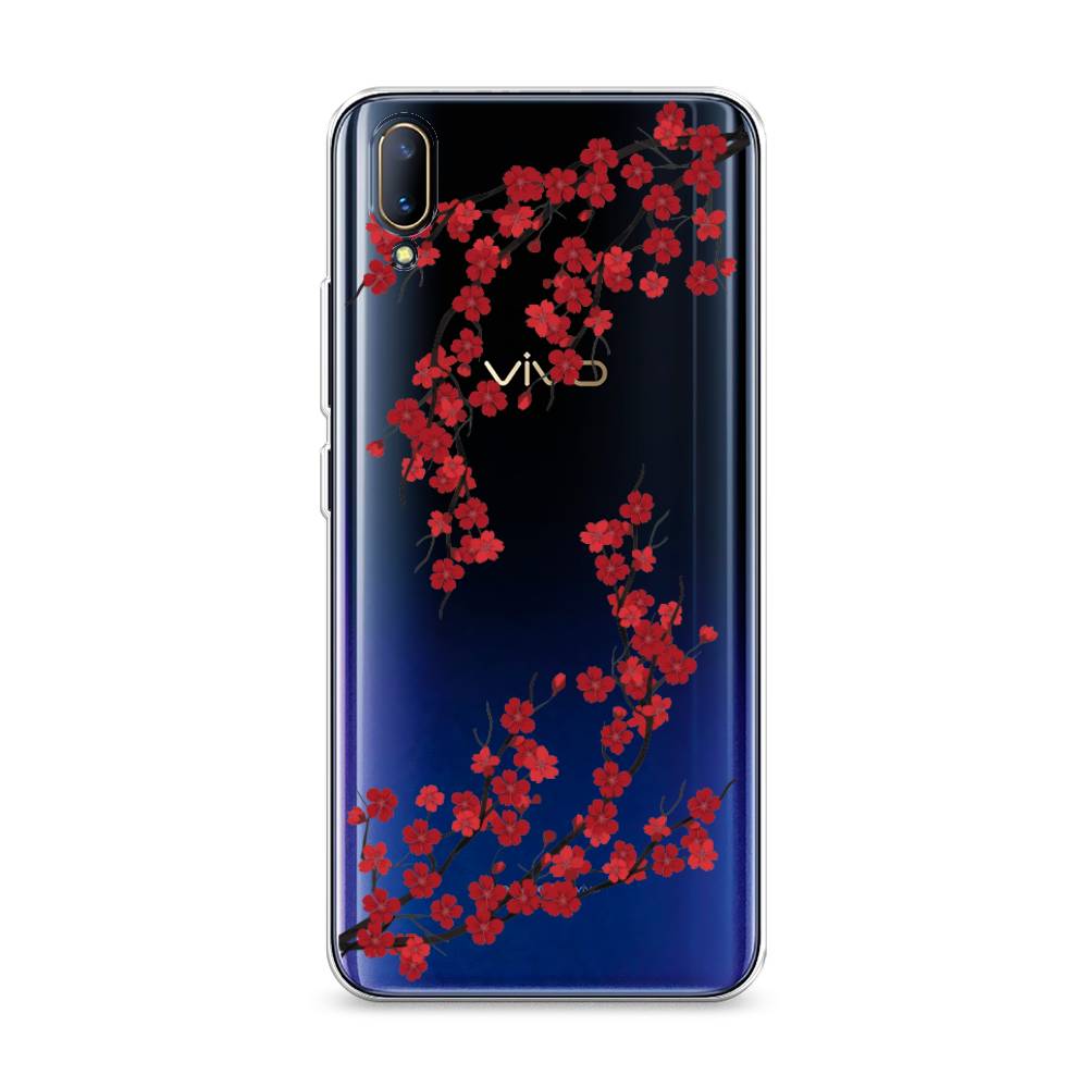 

Чехол на Vivo V11 "Красная сакура", Красный;черный, 260850-2